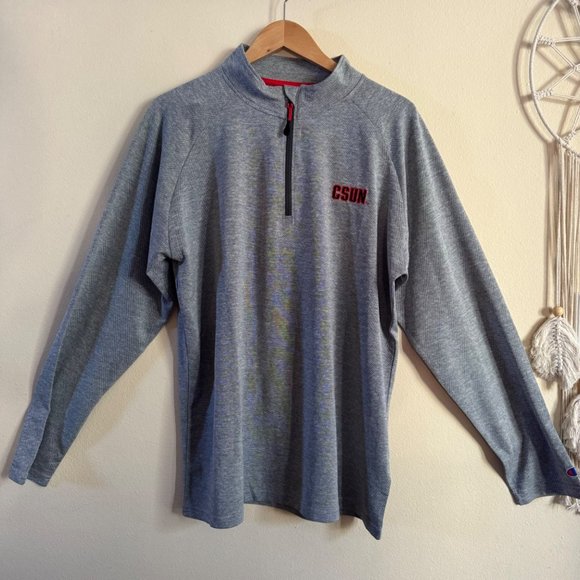 Champion CSUN Cal State Univ Northridge Athletic 1/4 Zip Long Sleeved Top L - Picture 1 of 14